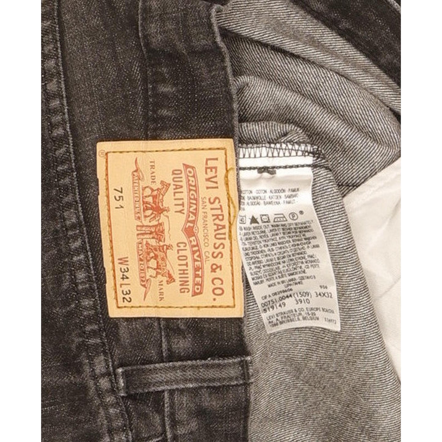 Levi's 751 Men Black Straight Regular Jeans W34 L31