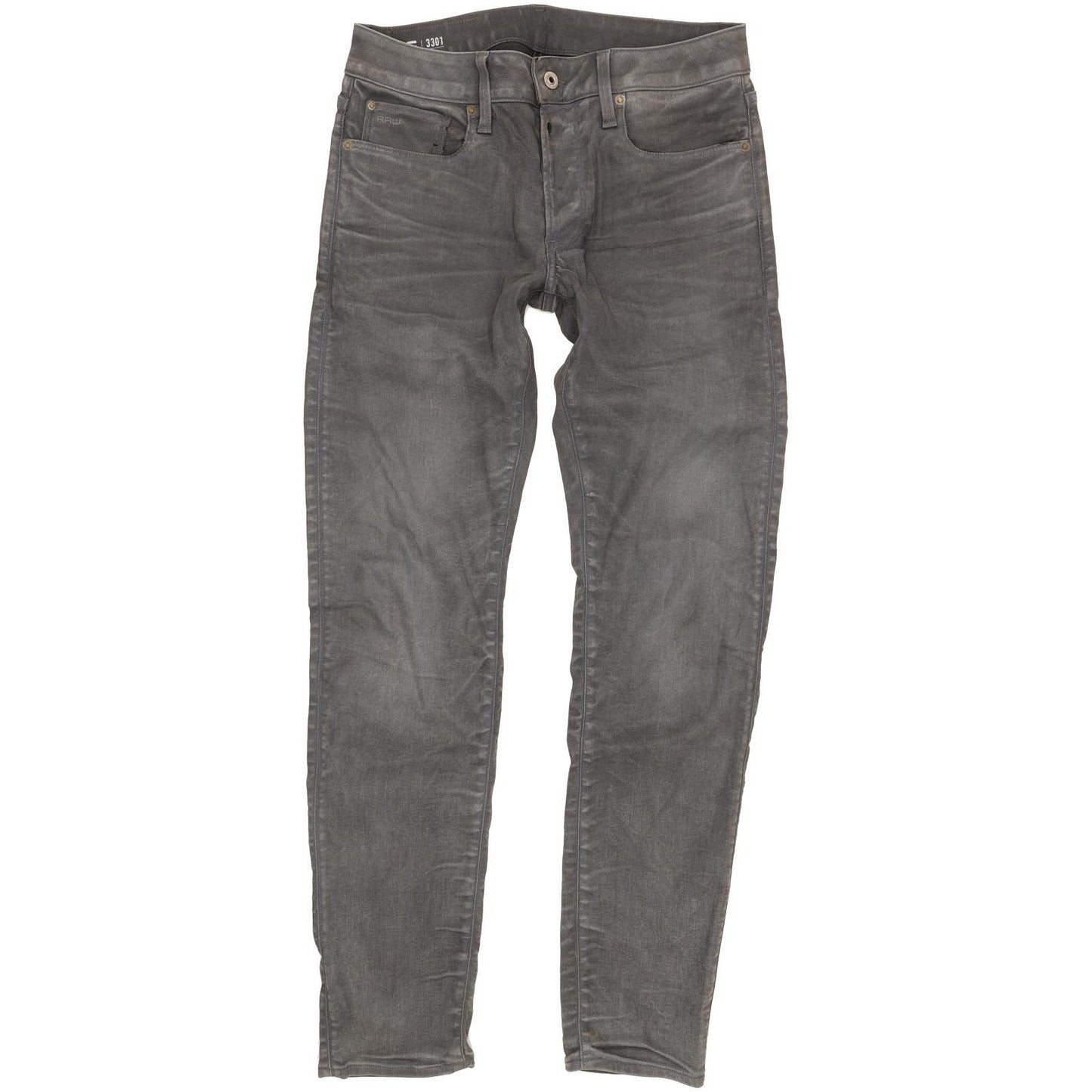 G-Star 3301 Men Grey Straight Slim Stretch Jeans W30 L33