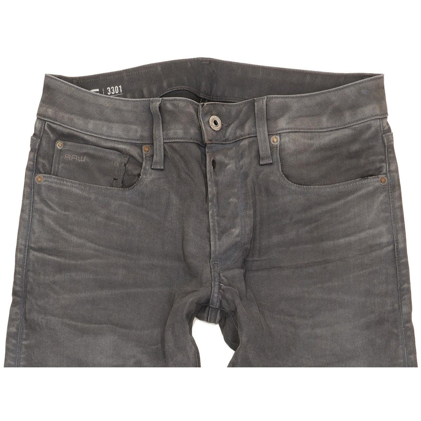 G-Star 3301 Men Grey Straight Slim Stretch Jeans W30 L33