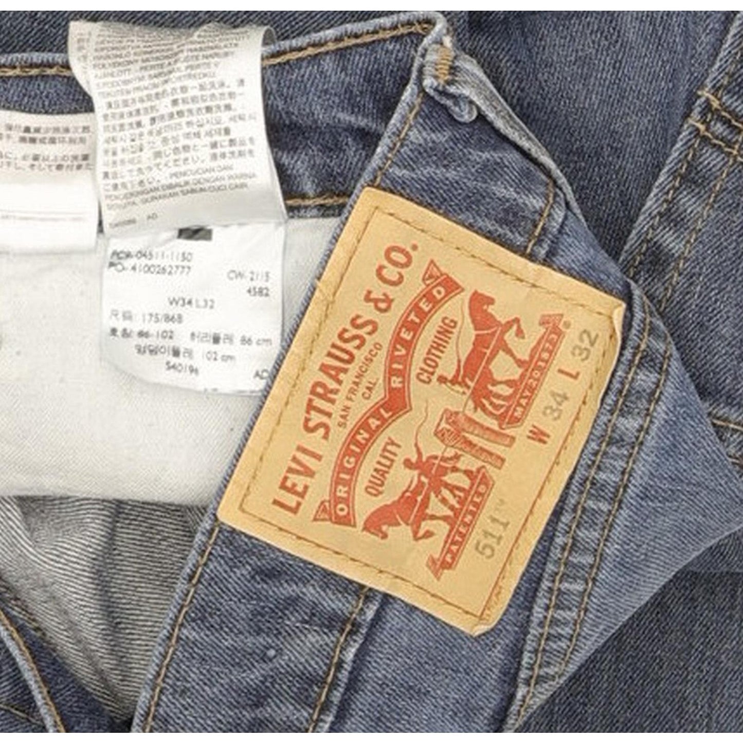 Levi's 511 Men Blue Straight Slim Stretch Jeans W34 L31