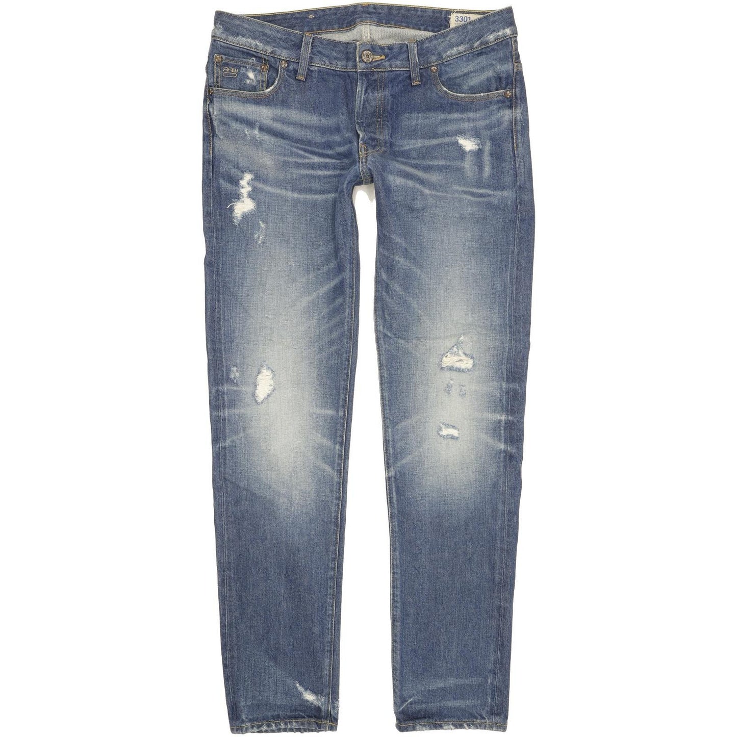 G-Star 3301 Low Men Blue Tapered Slim Jeans W34 L34