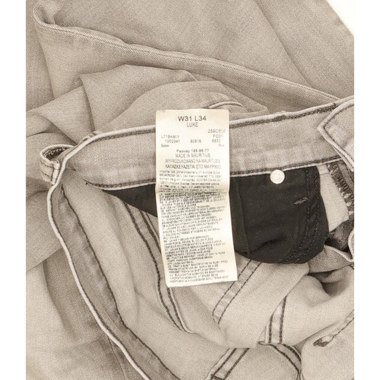 Lee Luke Men Grey Skinny Slim Stretch Jeans W31 L34