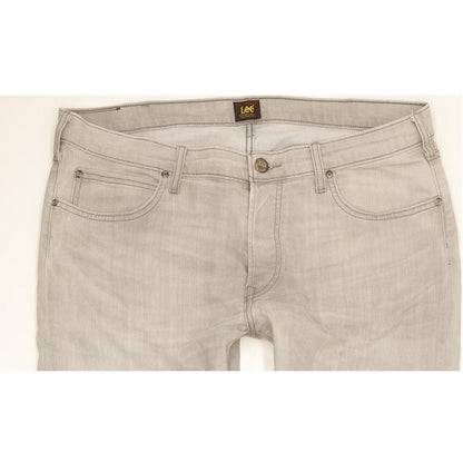 Lee Daren Men Grey Straight Slim Stretch Jeans W38 L31