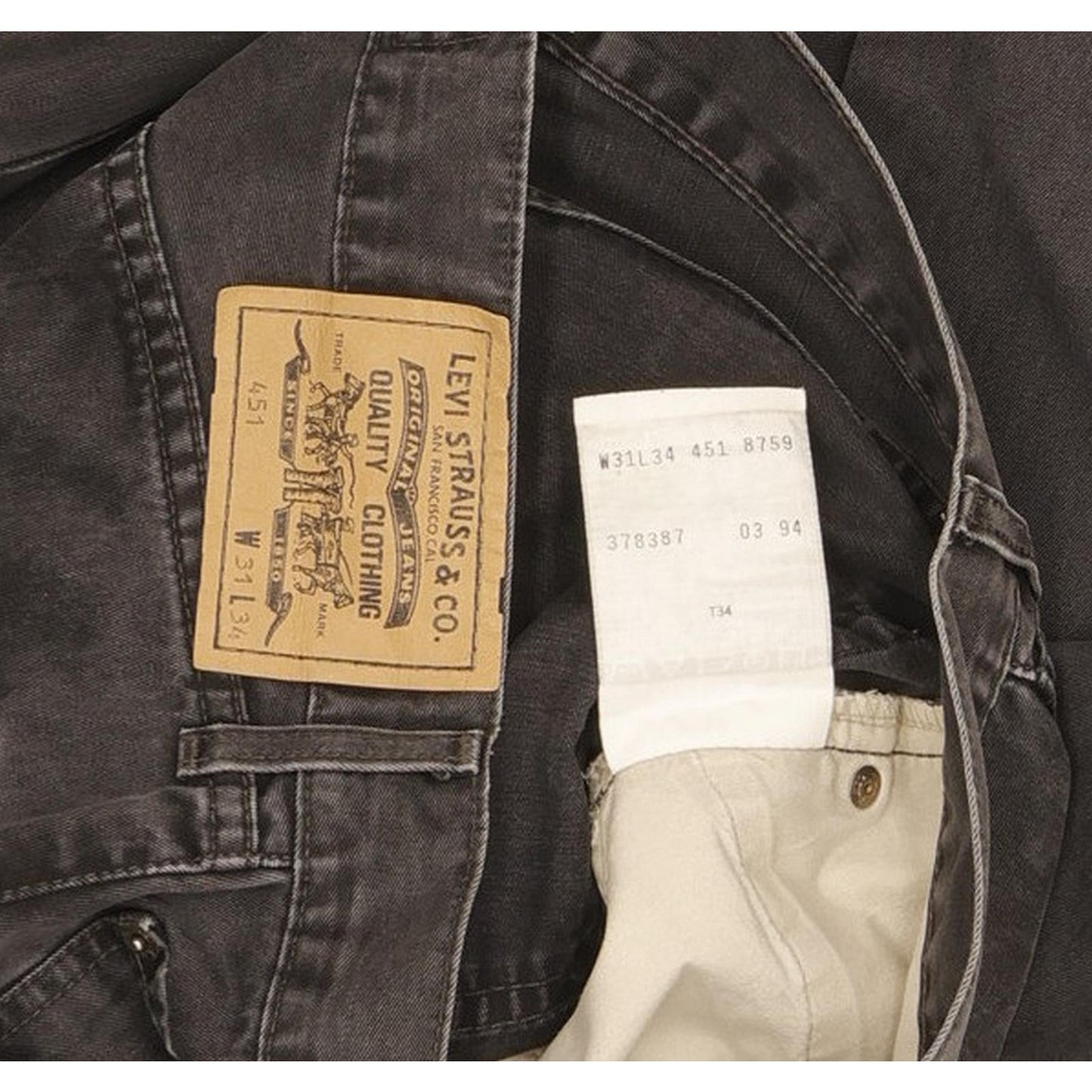 Levi's 451 Men Charcoal Straight Slim Jeans W31 L34