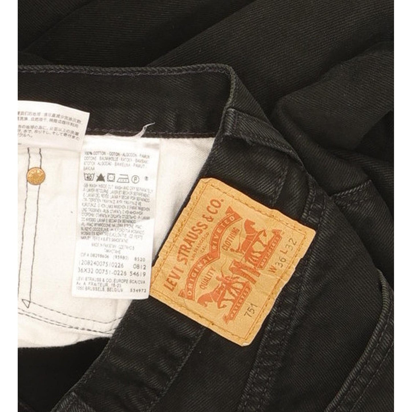 Levi's 751 Men Black Straight Regular Jeans W36 L31