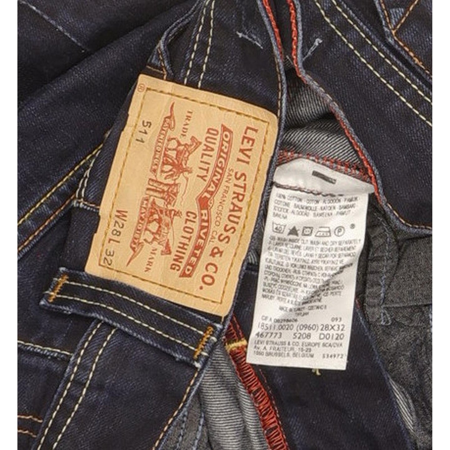 Levi's 511 Men Navy Straight Slim Jeans W28 L31