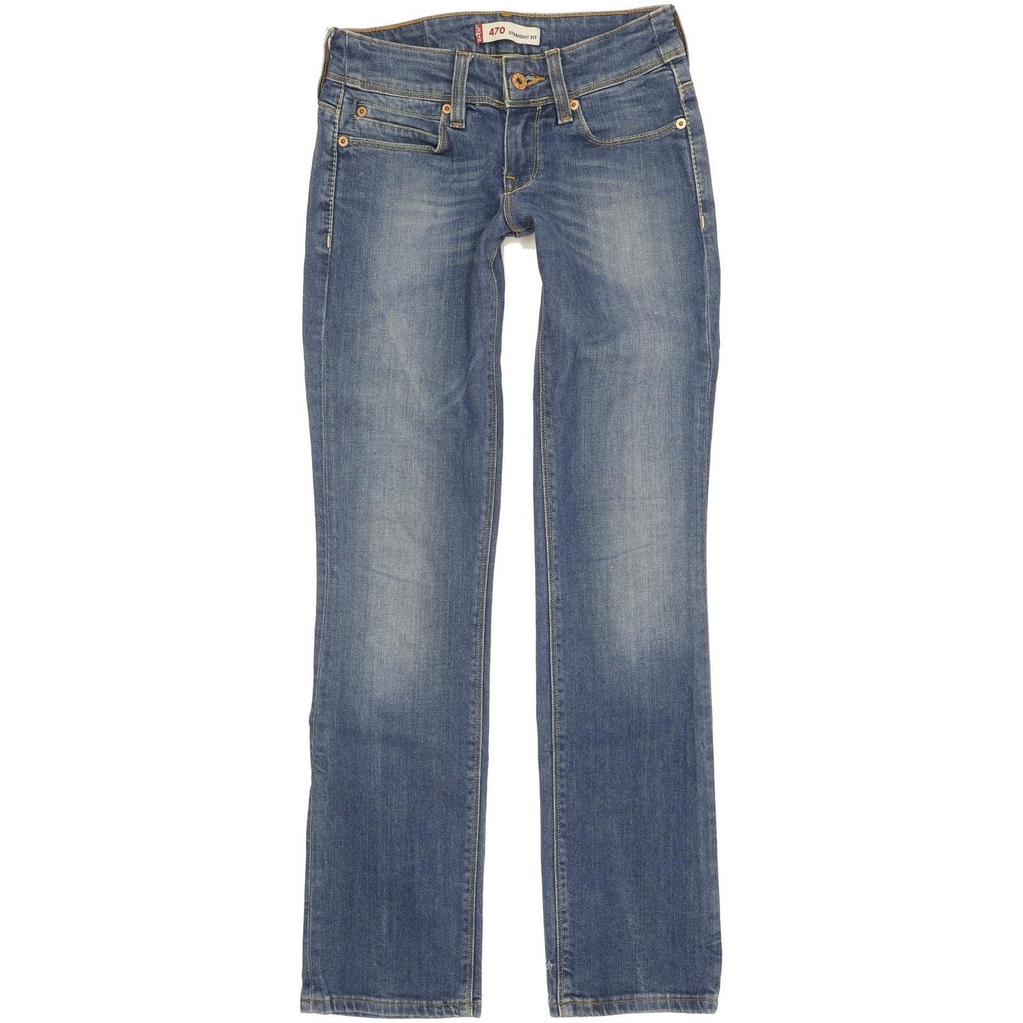 Levi's 470 Women Blue Straight Slim Stretch Jeans W27 L31