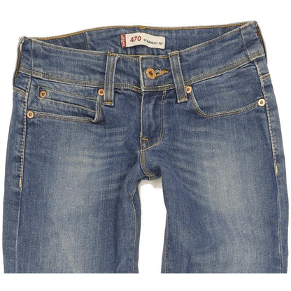 Levi's 470 Women Blue Straight Slim Stretch Jeans W27 L31