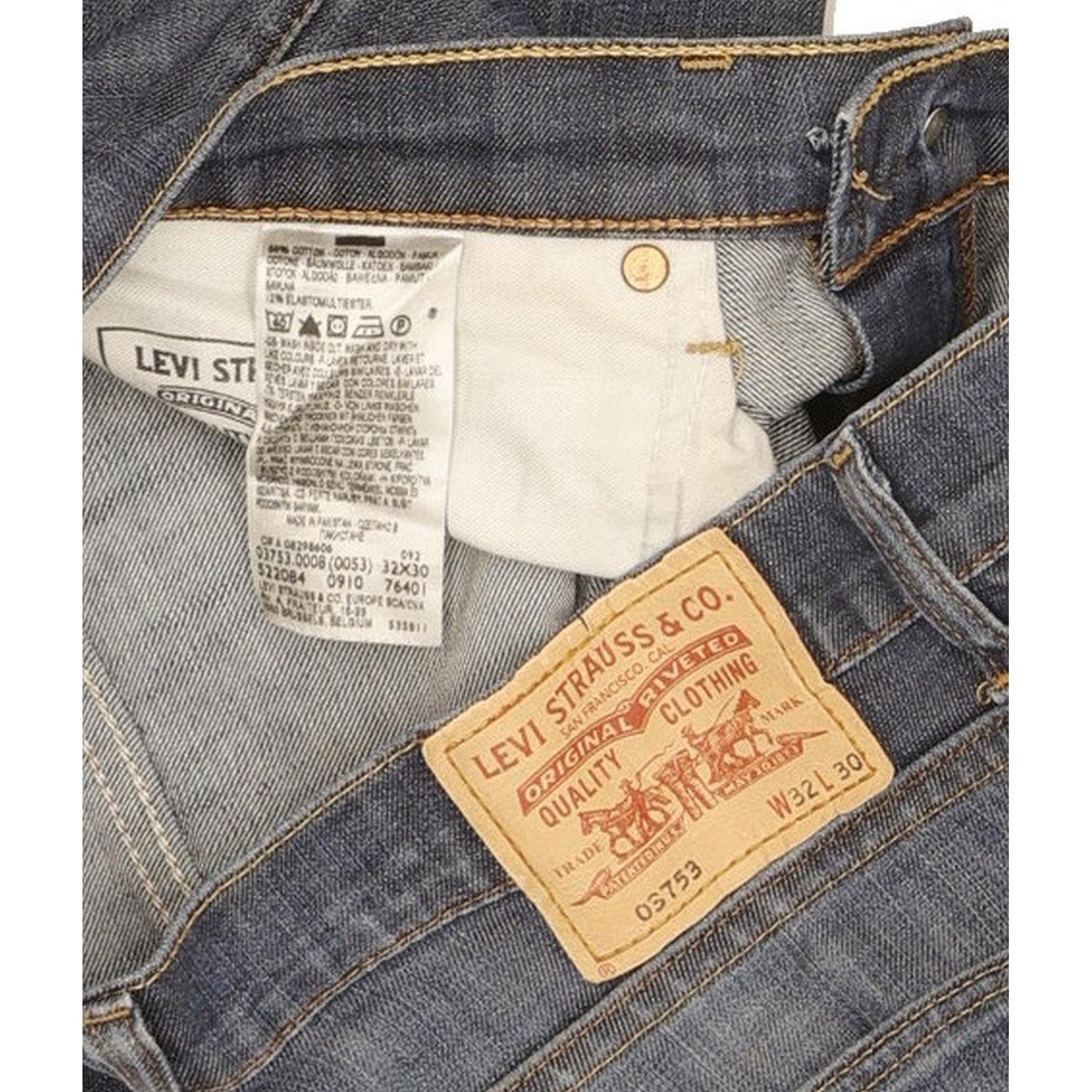 Levi's 753 Men Blue Straight Regular Stretch Jeans W32 L30