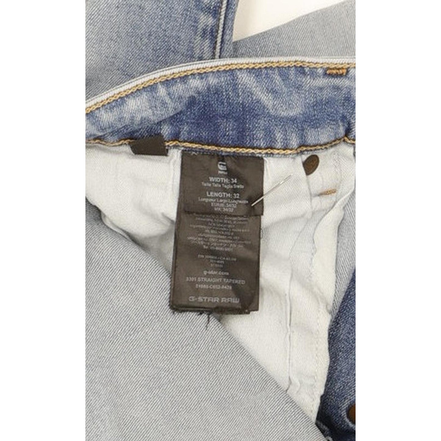 G-Star 3301 Men Blue Tapered Regular Stretch Jeans W34 L32