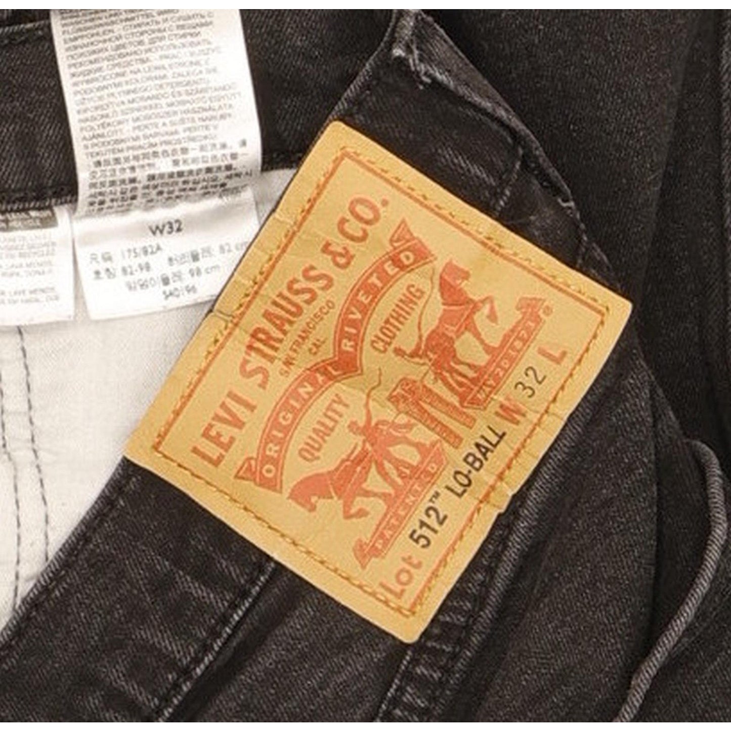 Levi's 512 Lo-Ball Men Black Tapered Slim Stretch Jeans W32 L31