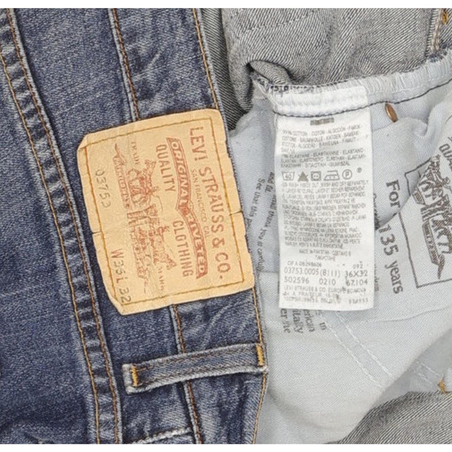 Levi's 753 Men Blue Straight Regular Stretch Jeans W36 L32