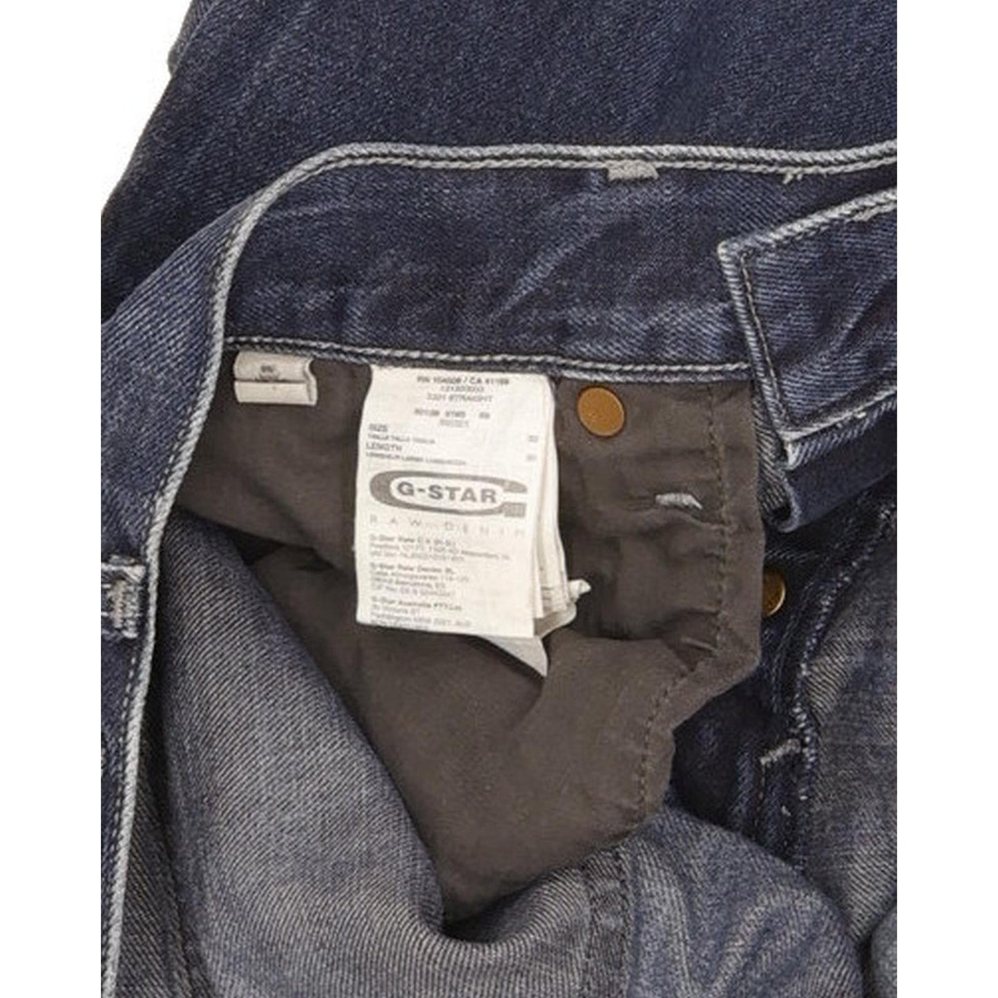 G-Star 3301 Men Blue Straight Slim Jeans W32 L28