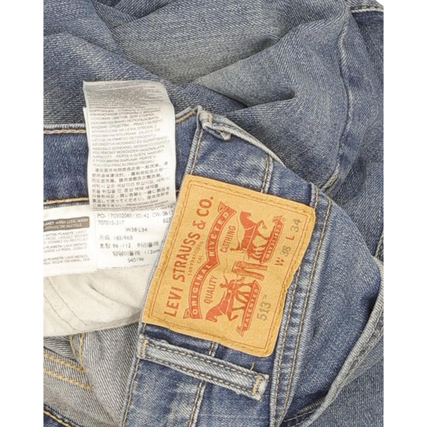 Levi's 513 Men Blue Straight Regular Stretch Jeans W38 L29