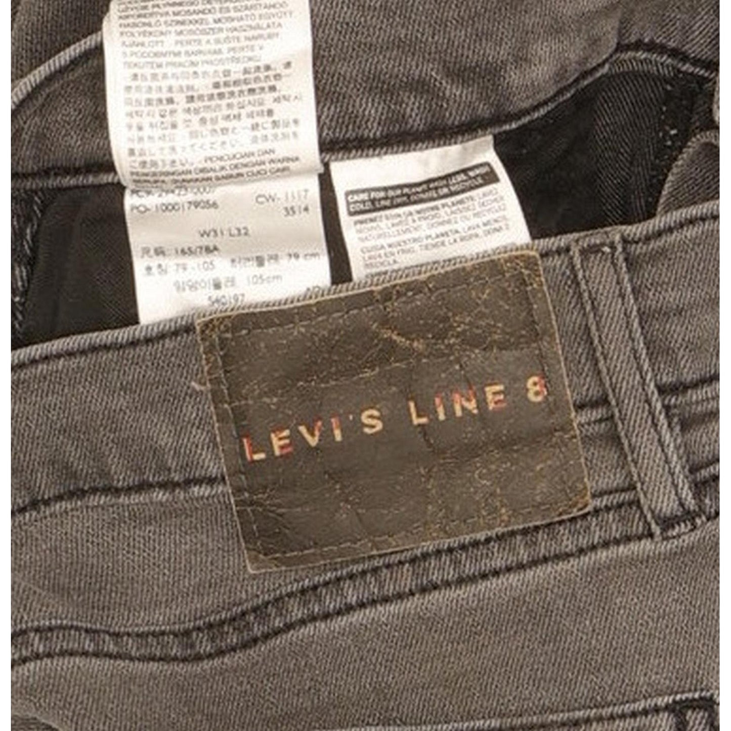 Levi's Line 8 Men Grey Skinny Slim Stretch Jeans W31 L31
