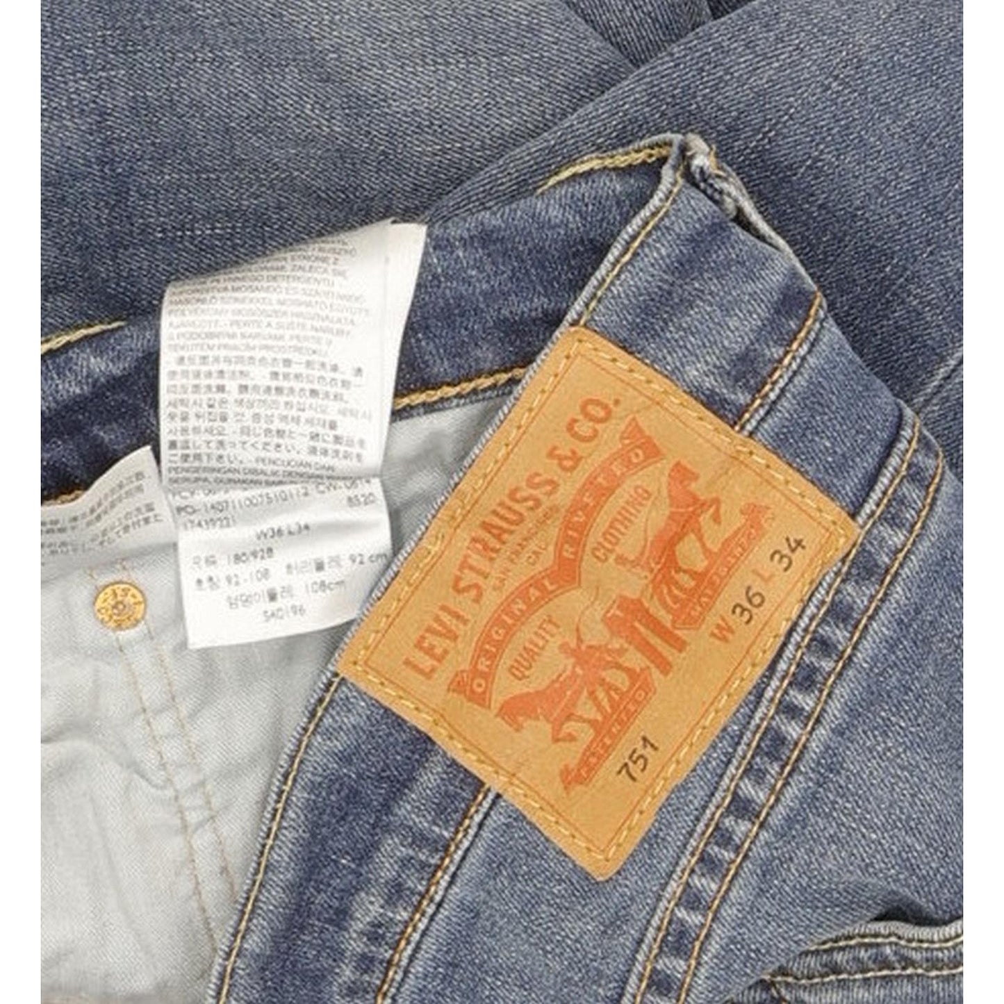 Levi's 751 Men Blue Straight Regular Stretch Jeans W36 L33