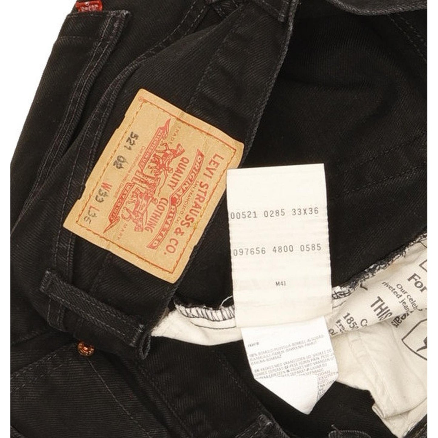 Levi's 521 Men Black Straight Regular Jeans W33 L35