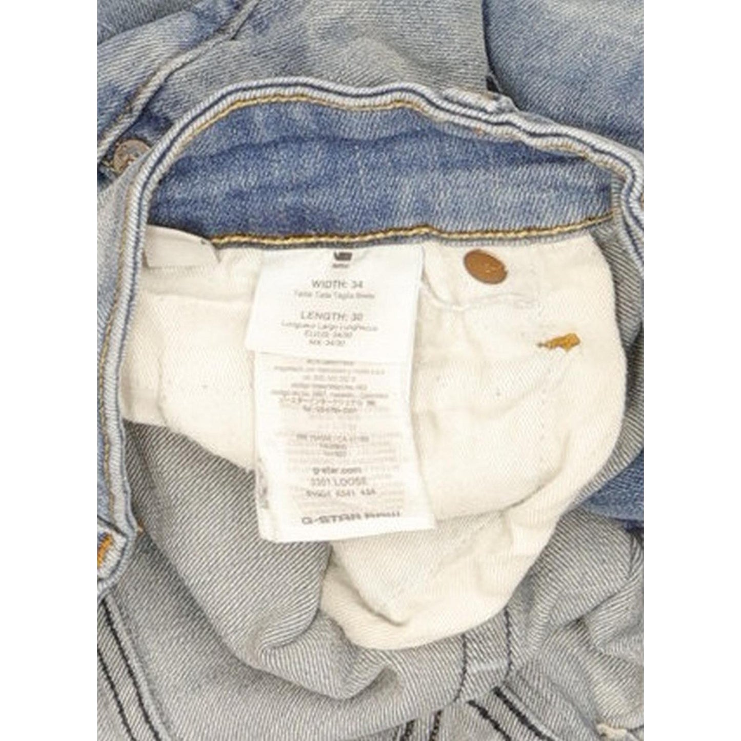 G-Star 3301 Men Blue Straight Loose Stretch Jeans W34 L29