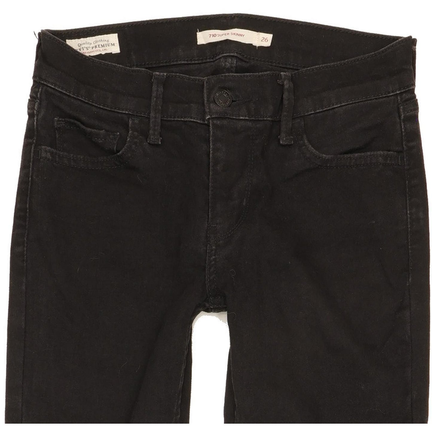 Levi's 710 Super Women Black Skinny Slim Stretch Jeans W26 L31