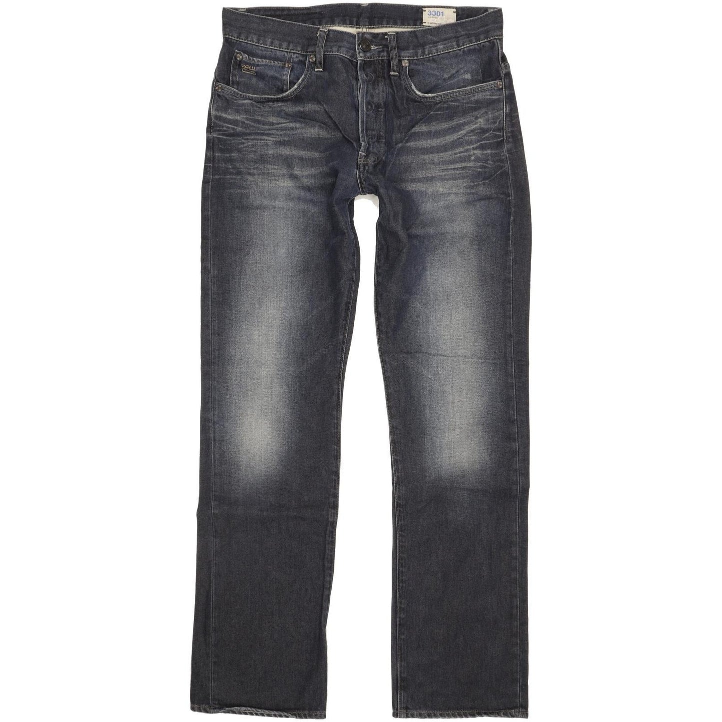 G-Star 3301 Men Navy Straight Regular Jeans W33 L33