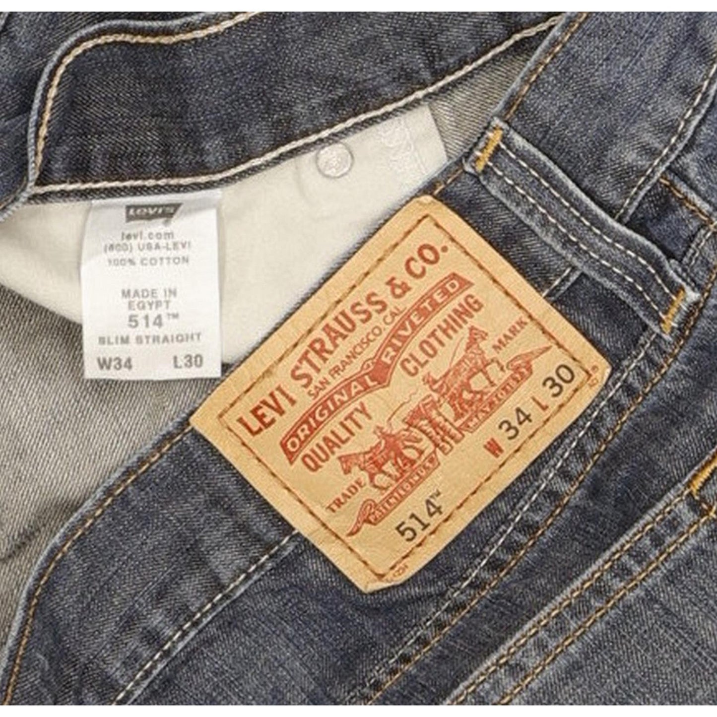 Levi's 514 Men Blue Straight Slim Jeans W34 L30
