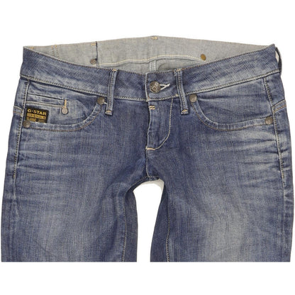 G-Star Women Blue Straight Slim Stretch Jeans W28 L36