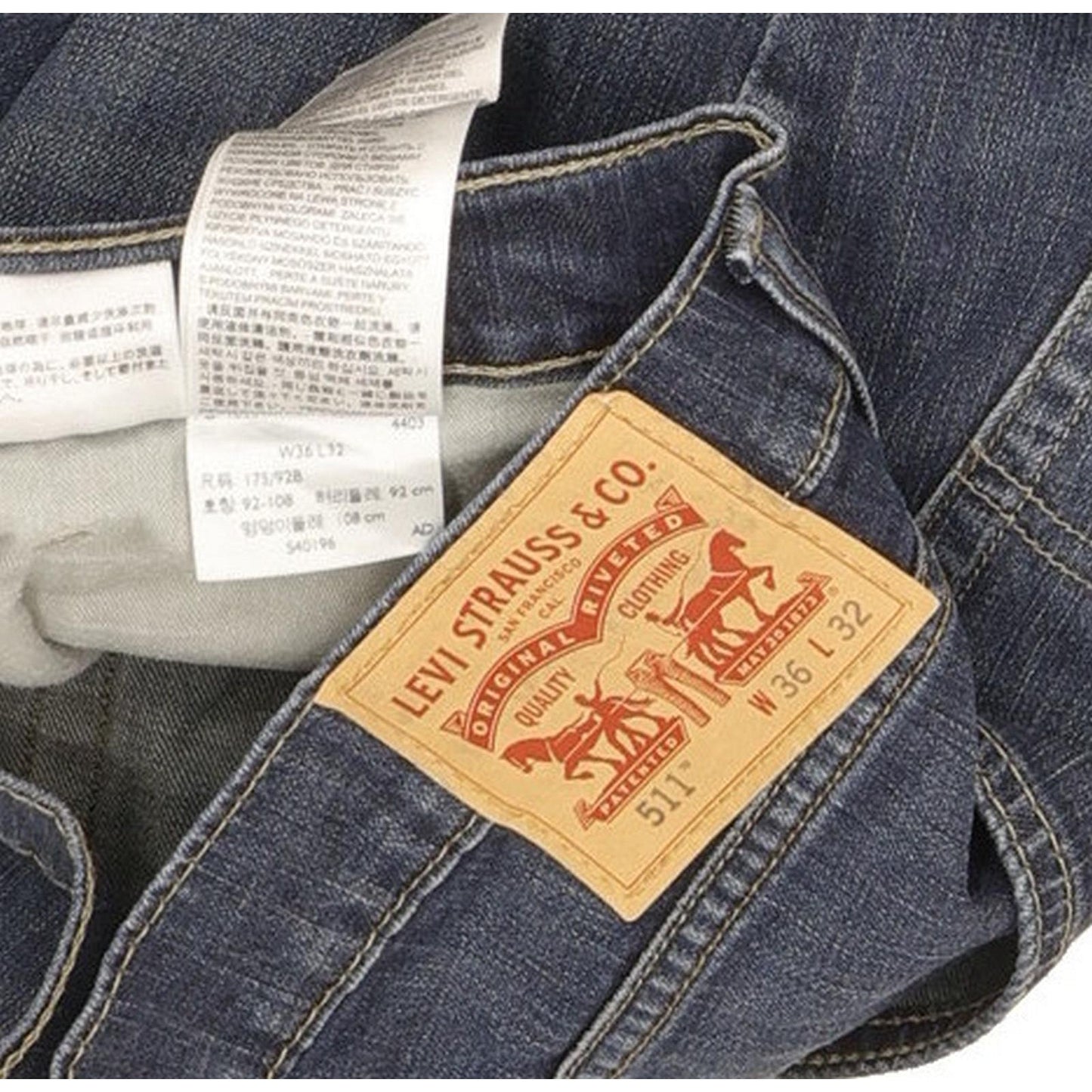 Levi's 511 Men Blue Straight Slim Stretch Jeans W36 L32