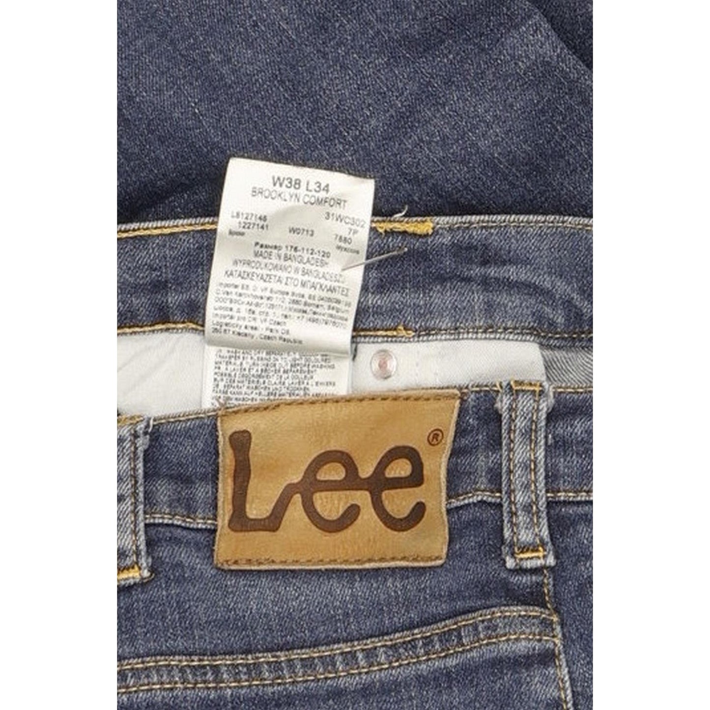 Lee Brooklyn Men Blue Straight Regular Stretch Jeans W38 L33