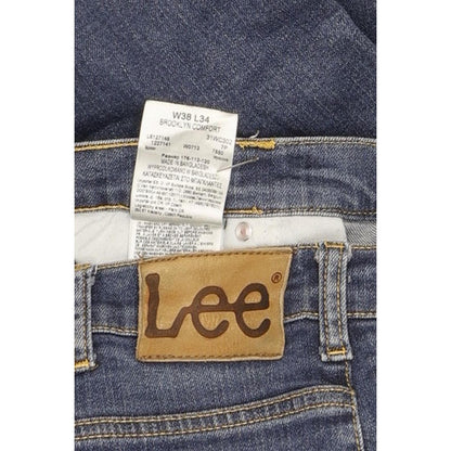 Lee Brooklyn Men Blue Straight Regular Stretch Jeans W38 L33