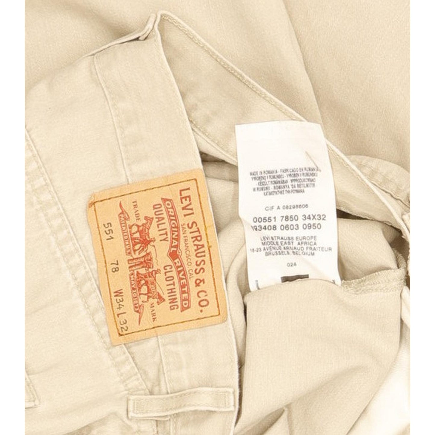 Levi's 551 Men Beige Straight Regular Jeans W34 L31