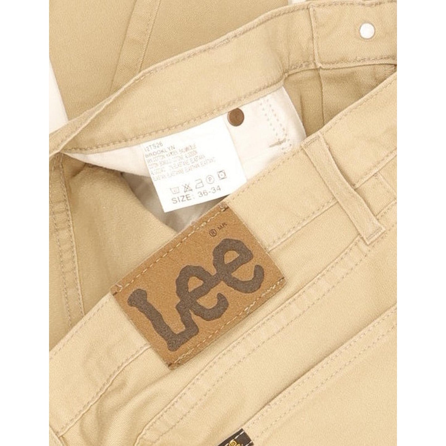 Lee Brooklyn Men Beige Straight Regular Stretch Jeans W36 L32