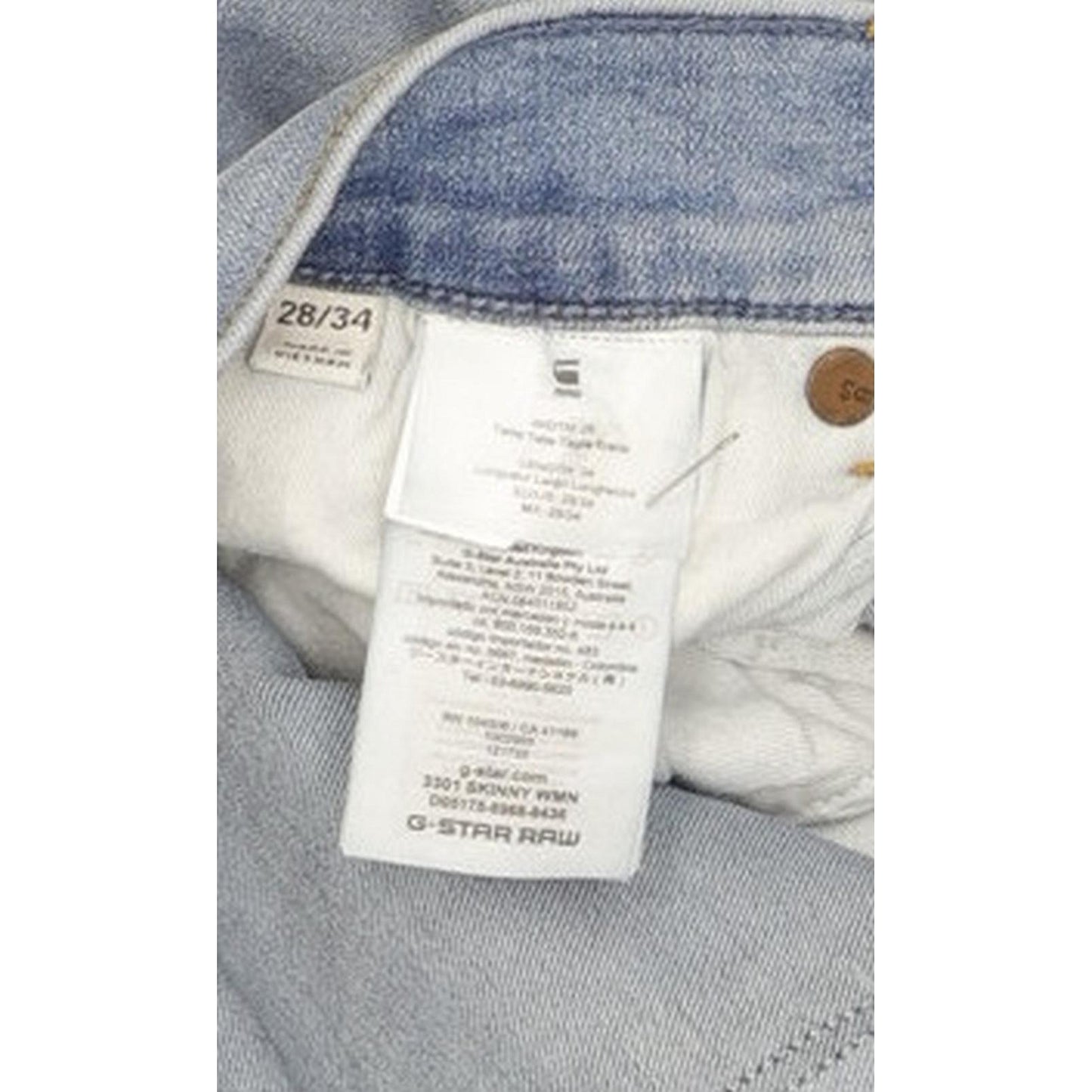 G-Star 3301 Women Blue Skinny Slim Stretch Jeans W28 L34
