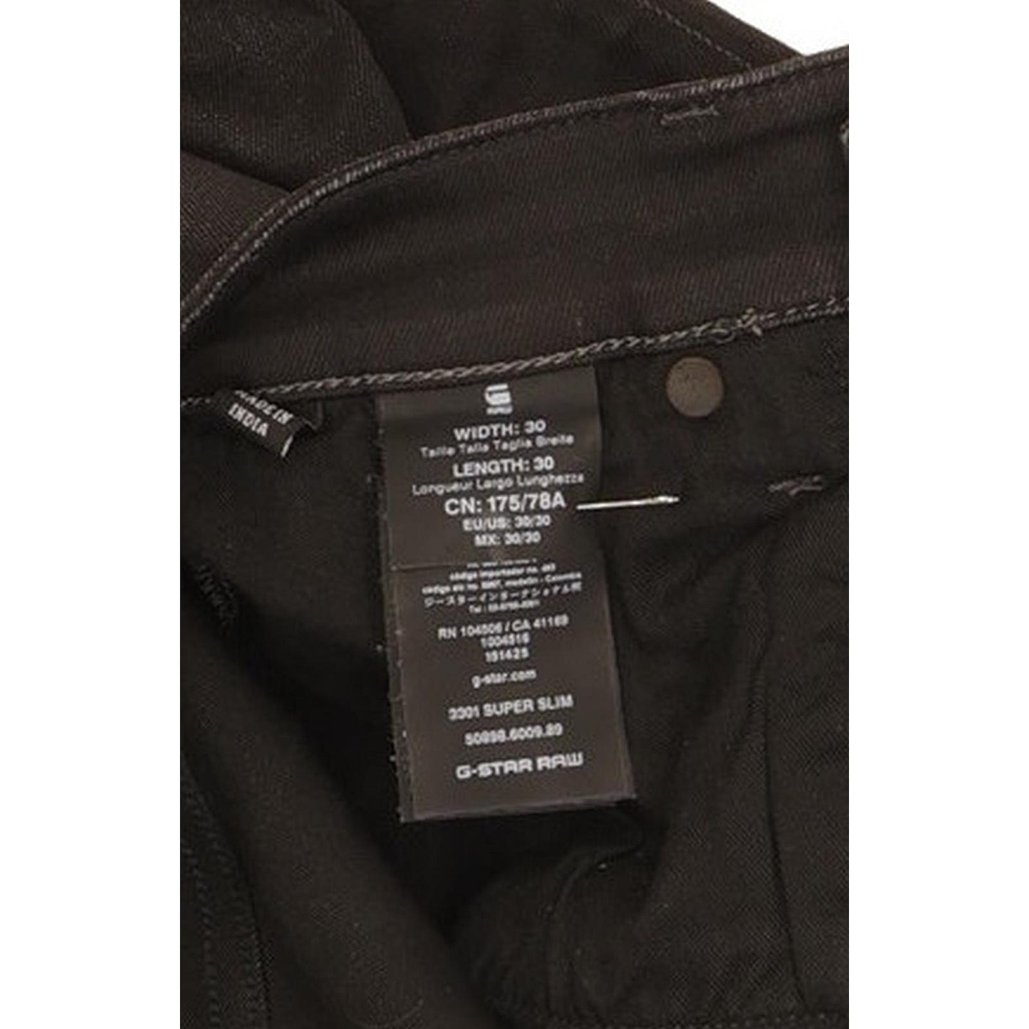 G-Star 3301 Men Black Skinny Slim Stretch Jeans W30 L30