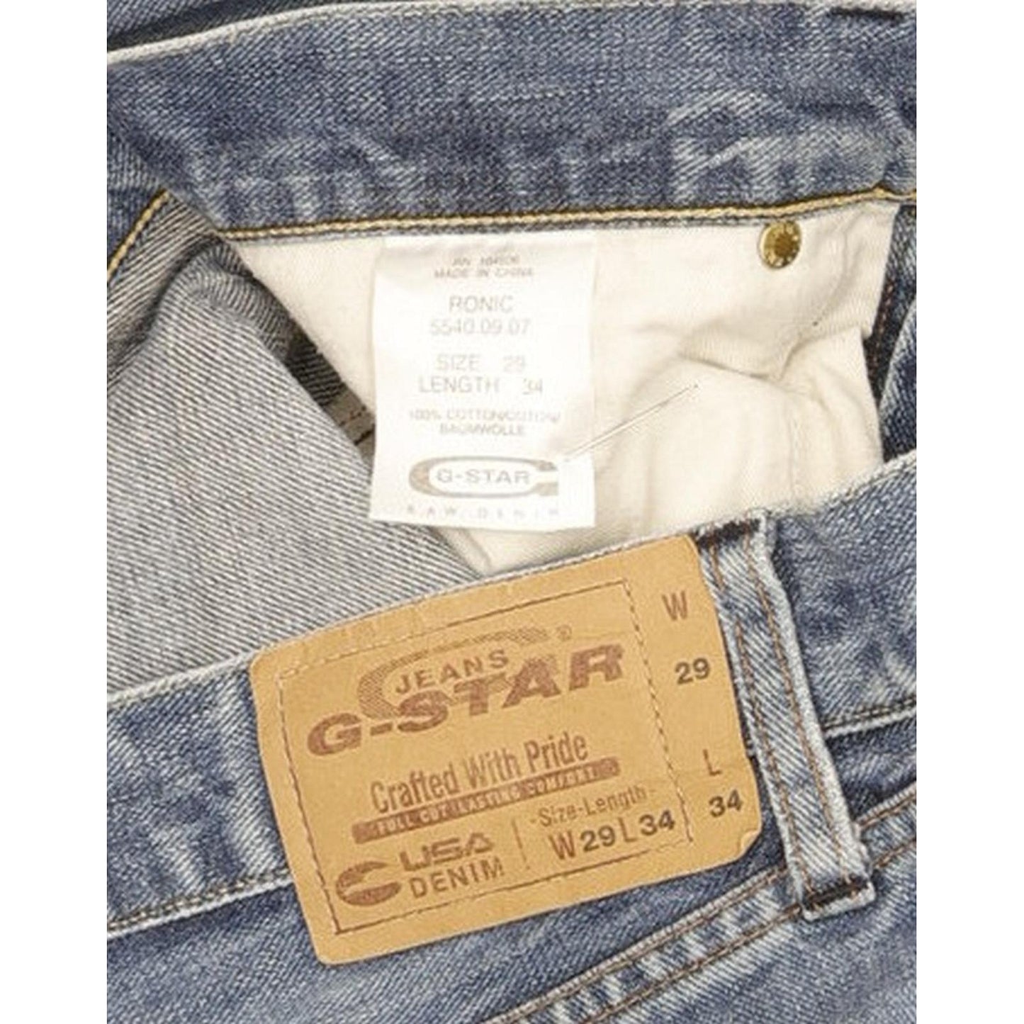 G-Star Ronic Men Blue Straight Regular Jeans W29 L34
