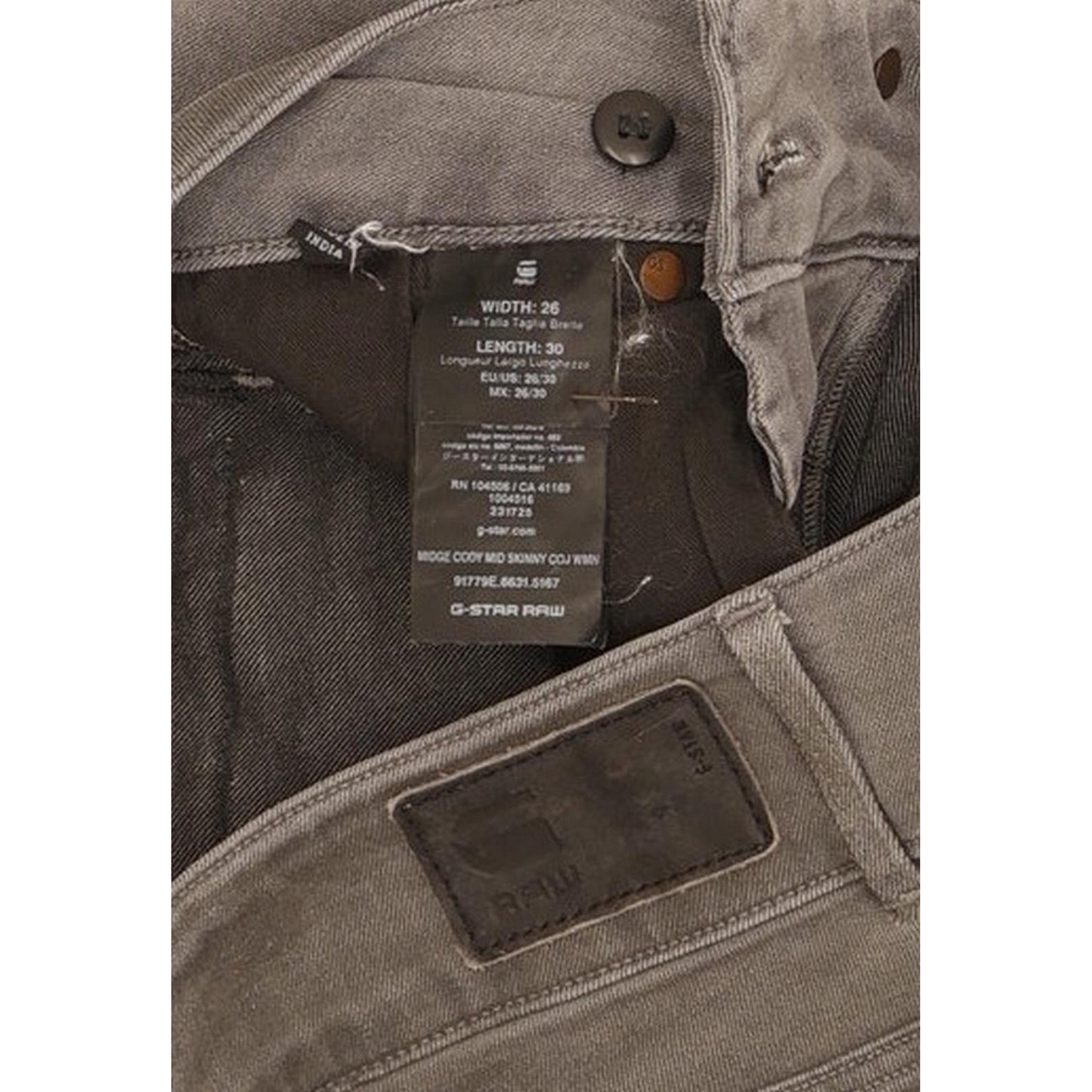 G-Star Midge Women Grey Skinny Slim Stretch Jeans W26 L30