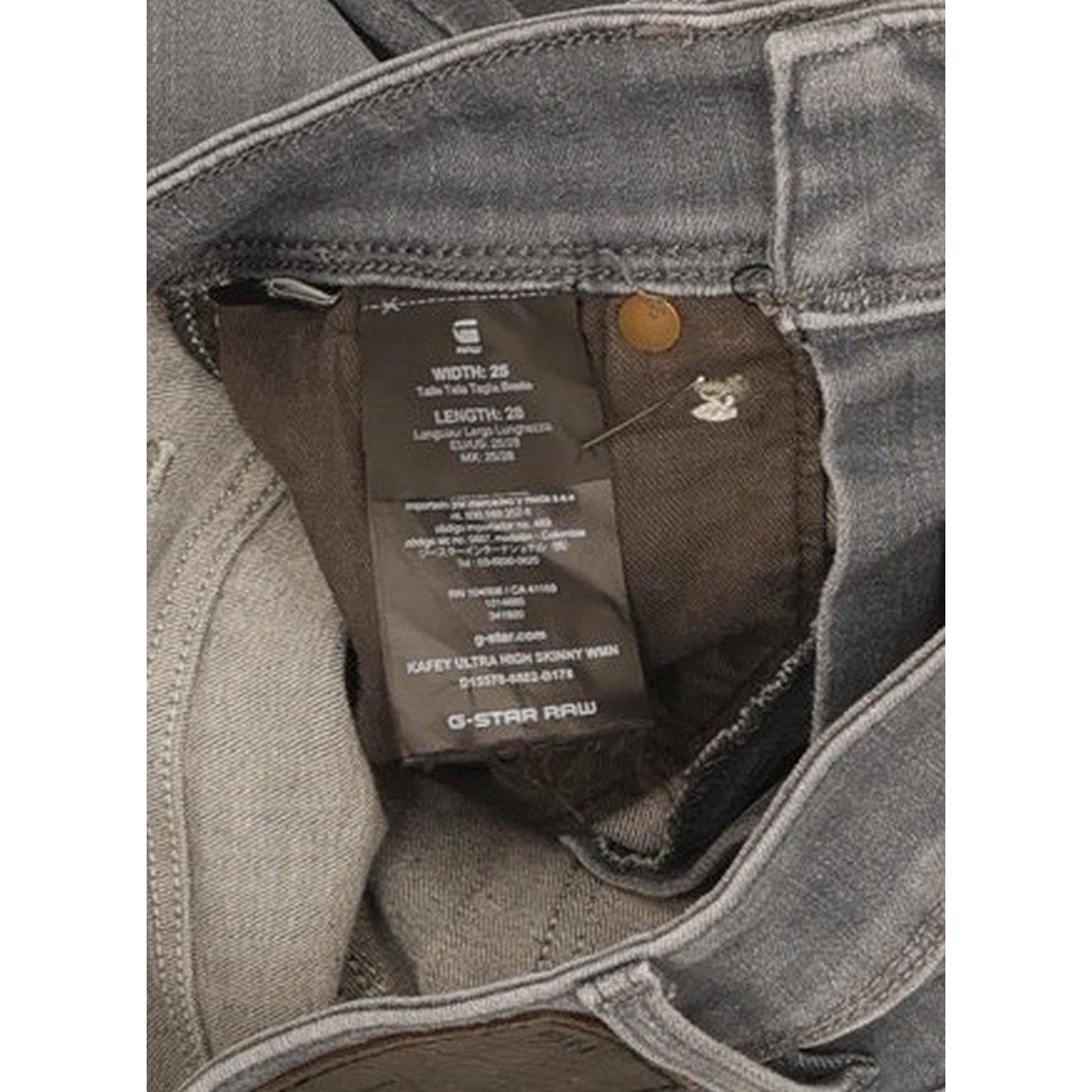 G-Star Kafey Ultra Grey Skinny Slim Stretch Jeans High Waisted W25 L27
