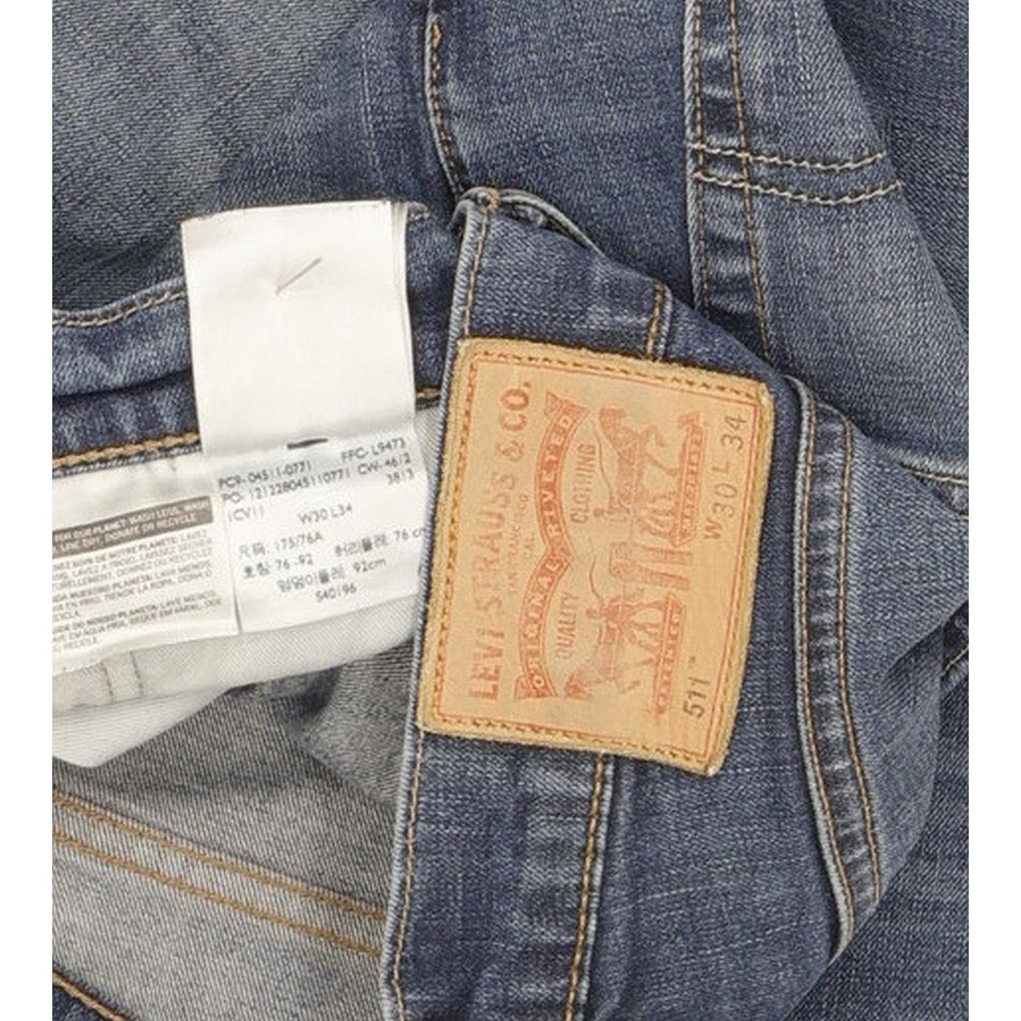 Levi's 511 Men Blue Straight Slim Stretch Jeans W30 L33