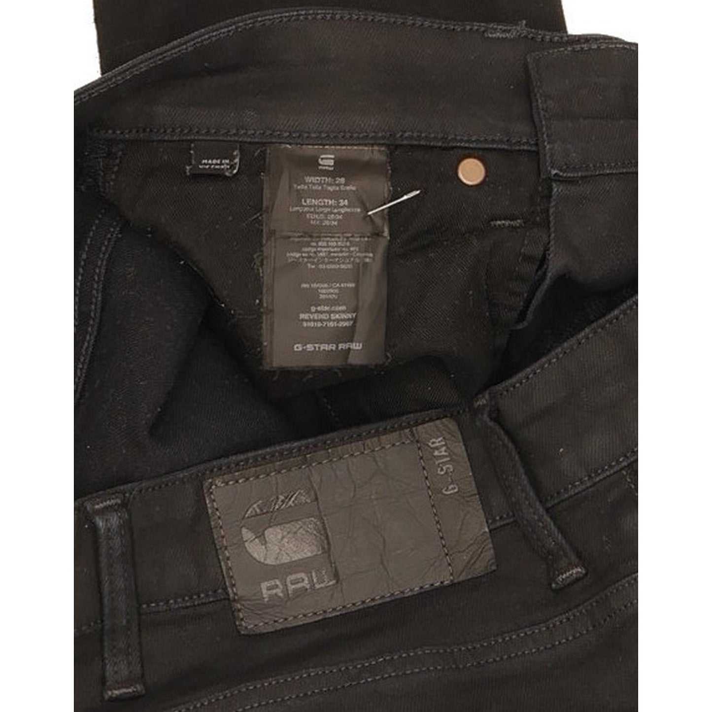 G-Star Revend Men Black Skinny Slim Stretch Jeans W28 L33