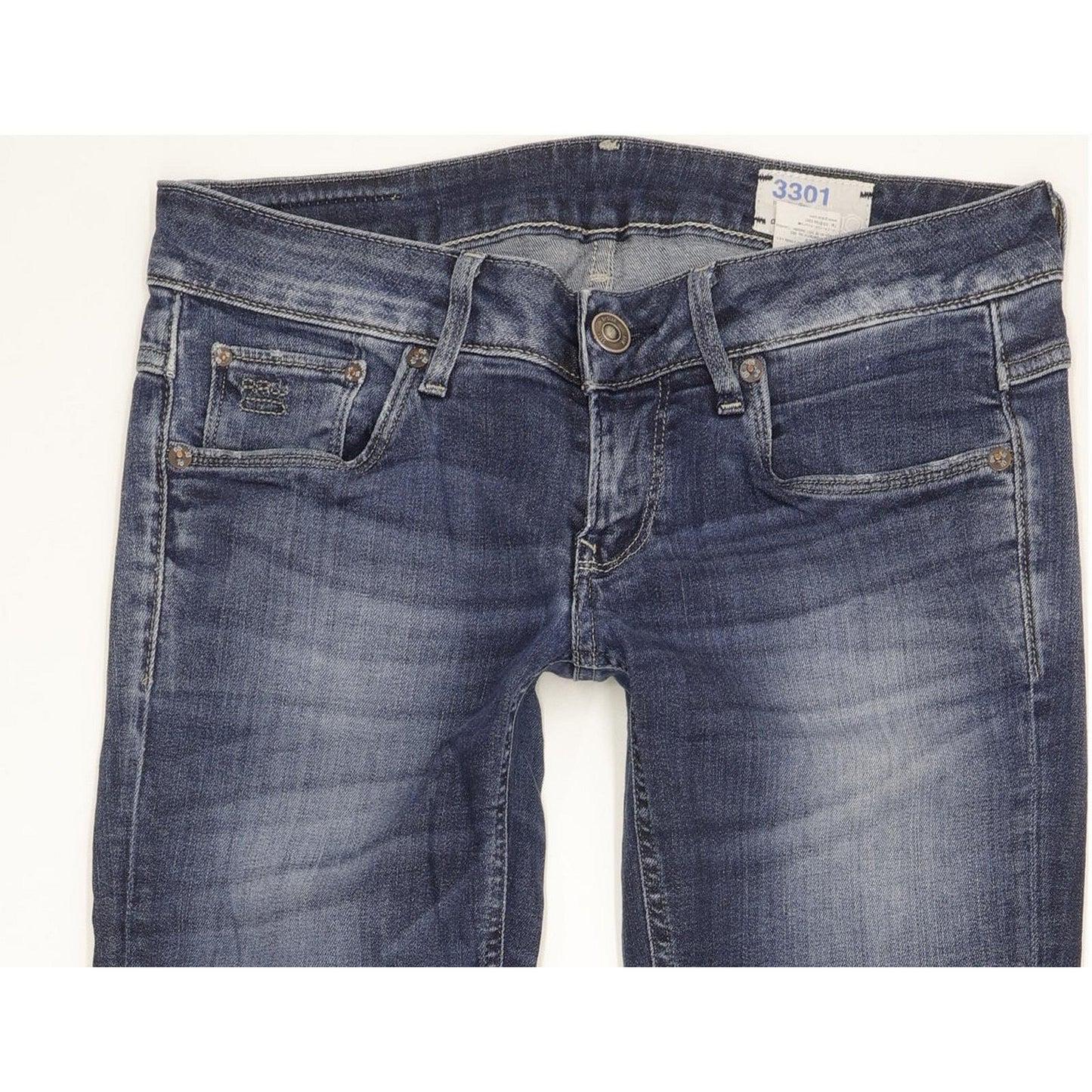 G-Star 3301 Women Blue Straight Slim Stretch Jeans W29 L32