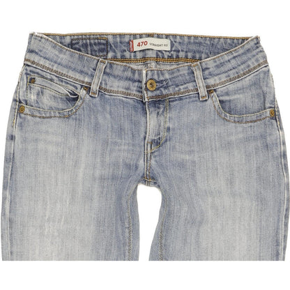 Levi's 470 Women Blue Straight Slim Stretch Jeans W28 L31