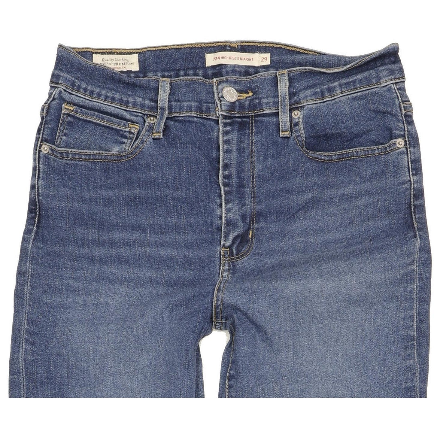 Levi's 724 Blue Straight Slim Stretch Jeans High Waisted W29 L30