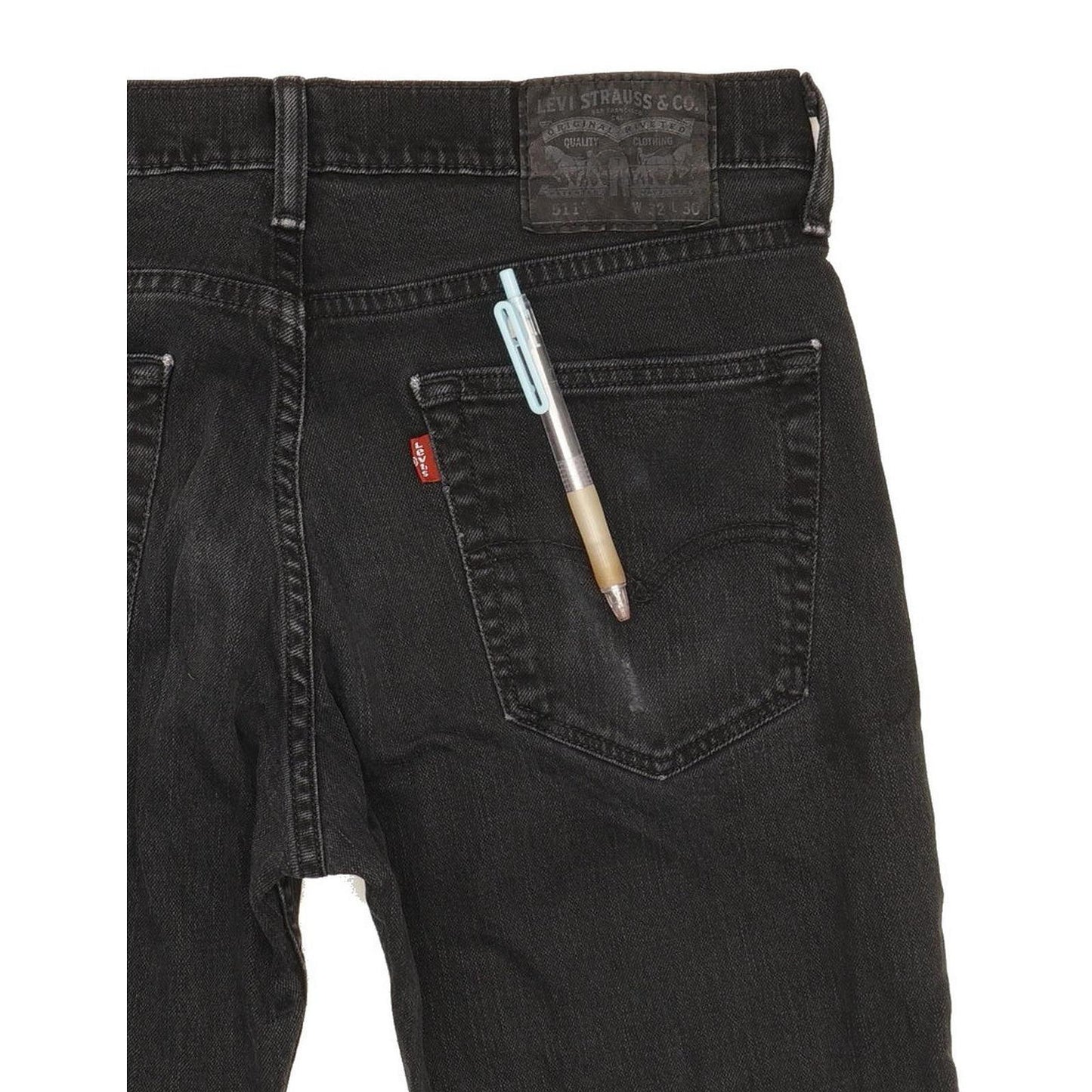 Levi's 511 Men Black Straight Slim Stretch Jeans W32 L30