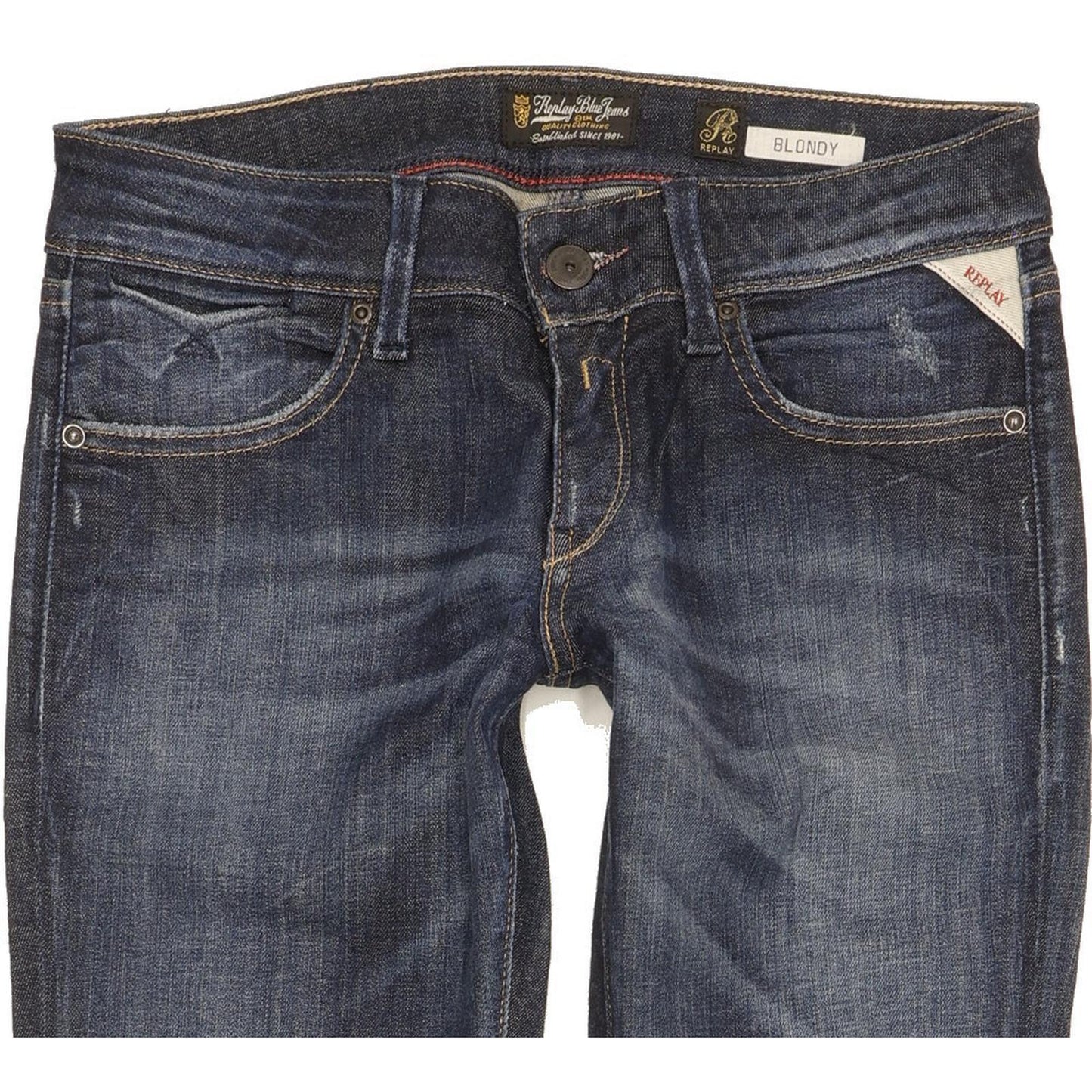 Replay Blondy Women Blue Straight Slim Stretch Jeans W26 L30