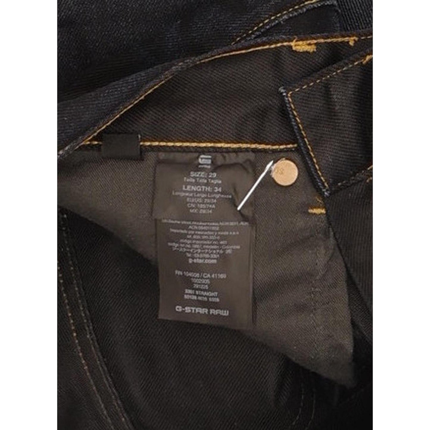 G-Star 3301 Men Navy Straight Slim Jeans W29 L34