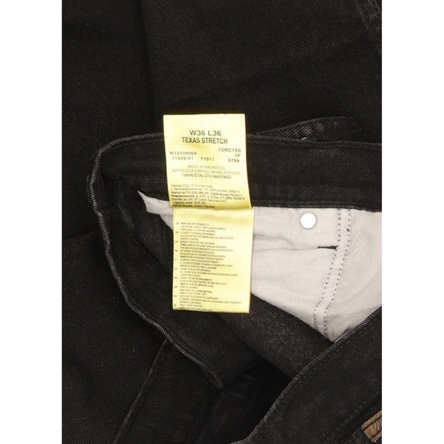Wrangler Texas Men Black Straight Regular Stretch Jeans W36 L35