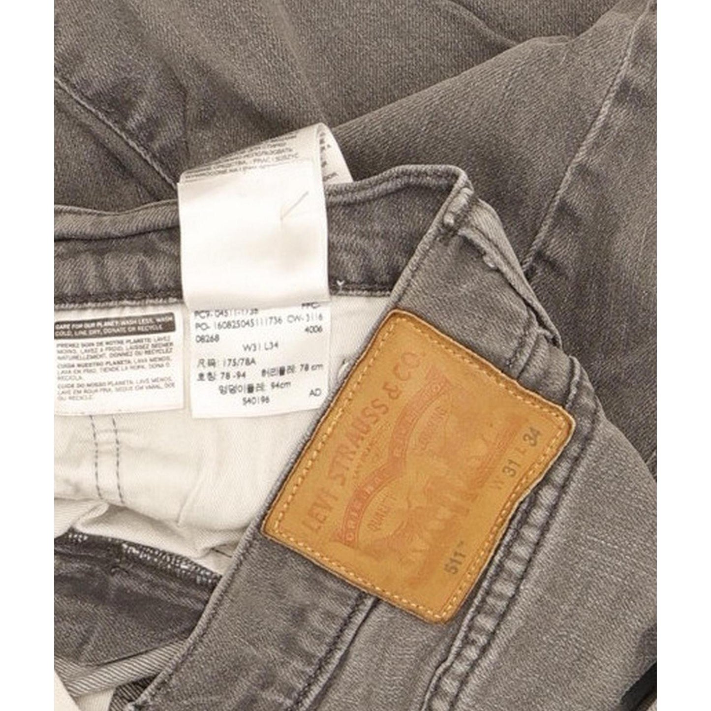 Levi's 511 Men Grey Straight Slim Stretch Jeans W31 L31