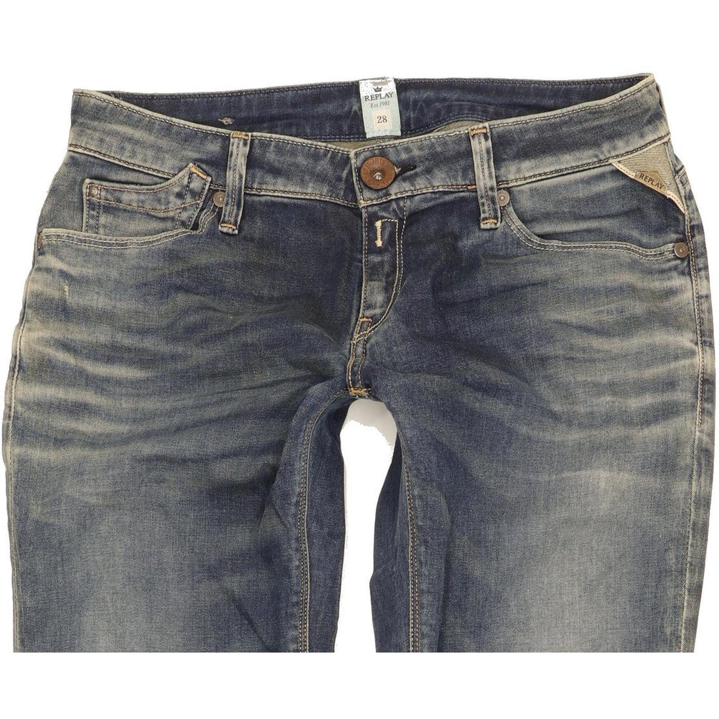 Replay Rockxanne Women Blue Straight Slim Stretch Jeans W28 L32