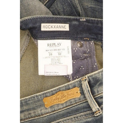 Replay Rockxanne Women Blue Straight Slim Stretch Jeans W28 L32