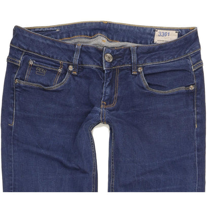 G-Star Women Blue Straight Slim Stretch Jeans W28 L32
