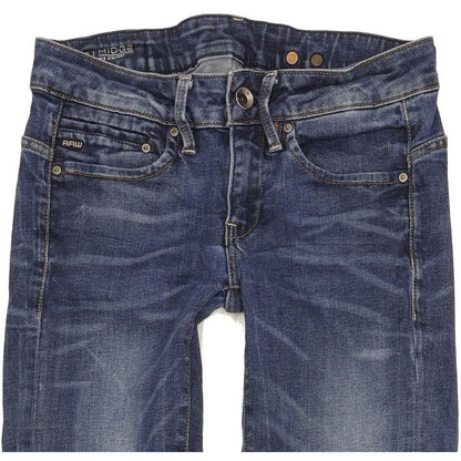 G-Star Midge Mid Women Blue Straight Slim Stretch Jeans W24 L34